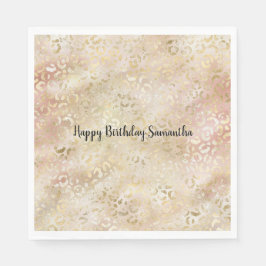 Glam Gold Rose Blush Pink Leopard Print Serviette