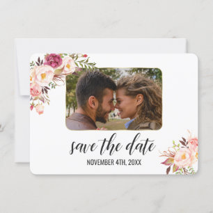 Glam Gold Rouge Pink Florales Foto Save The Date