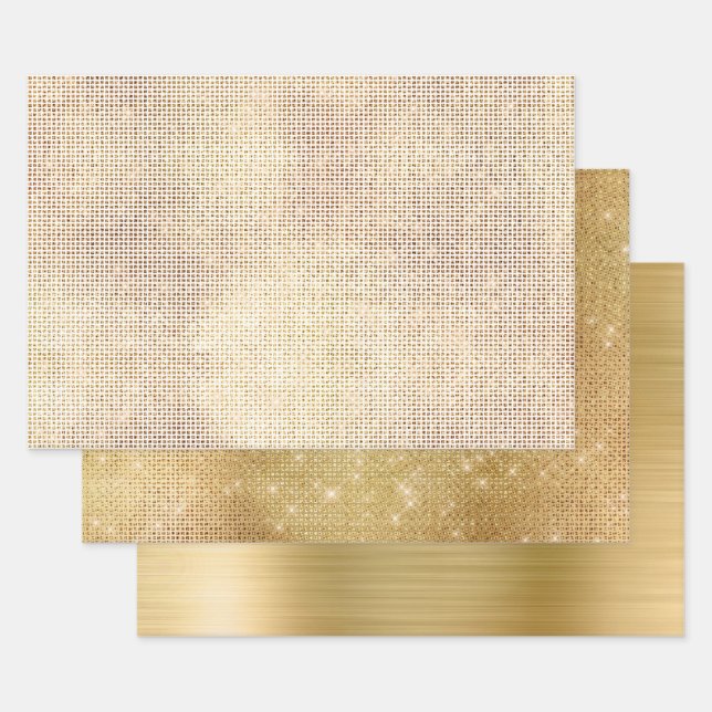 Glam Gold Sparkle Geschenkpapier Set (Set)