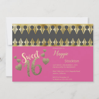 Glam Gold Sweet 16 Einladung
