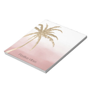 Glam Gold Tropical Palm Pink ombre Notizblock