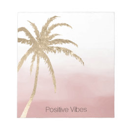 Glam Gold Tropical Palm Pink ombre Notizblock