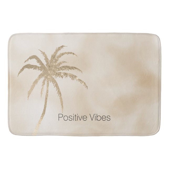 Glam Gold Tropical Palm Tree Ombre           Badematte (Vorderseite)