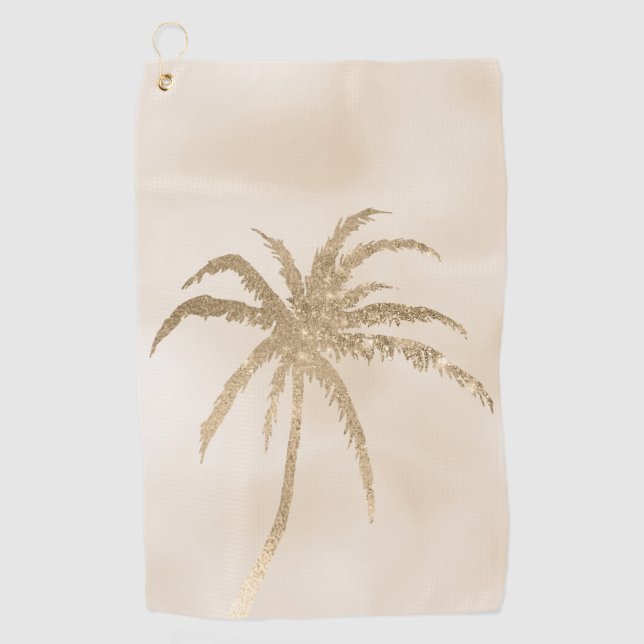 Glam Gold Tropical Palm Tree Ombre               Golfhandtuch (Vorderseite)