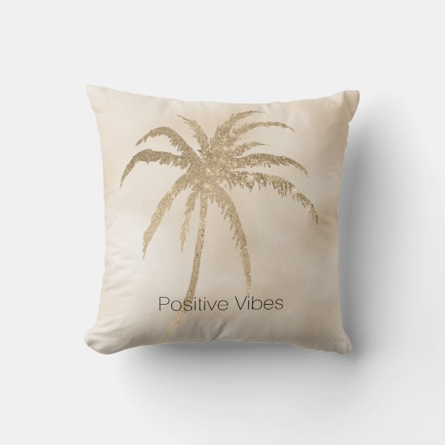 Glam Gold Tropical Palm Tree Ombre Kissen (Vorderseite)