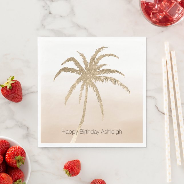 Glam Gold Tropical Palm Tree Ombre Serviette (Beispiel)