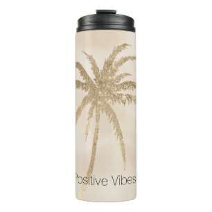 Glam Gold Tropical Palm Tree Ombre Thermosbecher