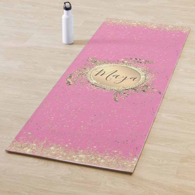 Glam Gold Turtle Stars auf rosa Personalisiert Yogamatte (Beispiel)