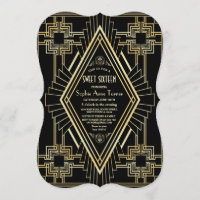 Glam Gold und Black Great Gatsby Sweet 16