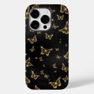 Glam Gold und schwarze Schmetterlinge Muster Case-Mate iPhone 14 Pro Hülle
