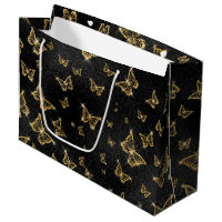 Glam Gold und schwarze Schmetterlinge Muster
