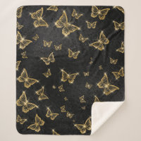 Glam Gold und schwarze Schmetterlinge Muster