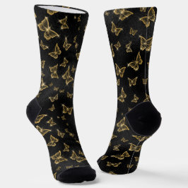 Glam Gold und schwarze Schmetterlinge Muster Socken