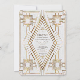Glam Gold und White Great Gatsby Bachelor Party Einladung