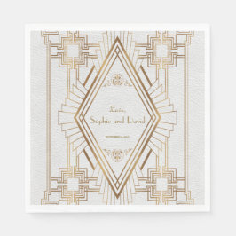 Glam Gold und White Great Gatsby Wedding Serviette