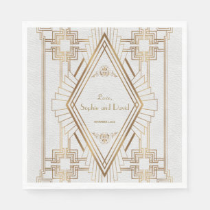 Glam Gold und White Great Gatsby Wedding Serviette