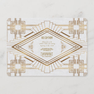 Glam Gold Weiße Great Gatsby Hochzeitsfeier Einladung