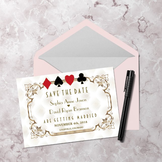 Glam Gold White Casino Las Vegas Poker Hochzeit Save The Date (Von Creator hochgeladen)