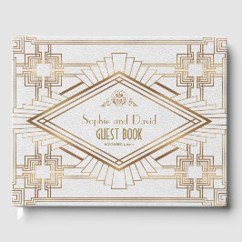 Glam Gold White Great Gatsby Wedding Gästebuch