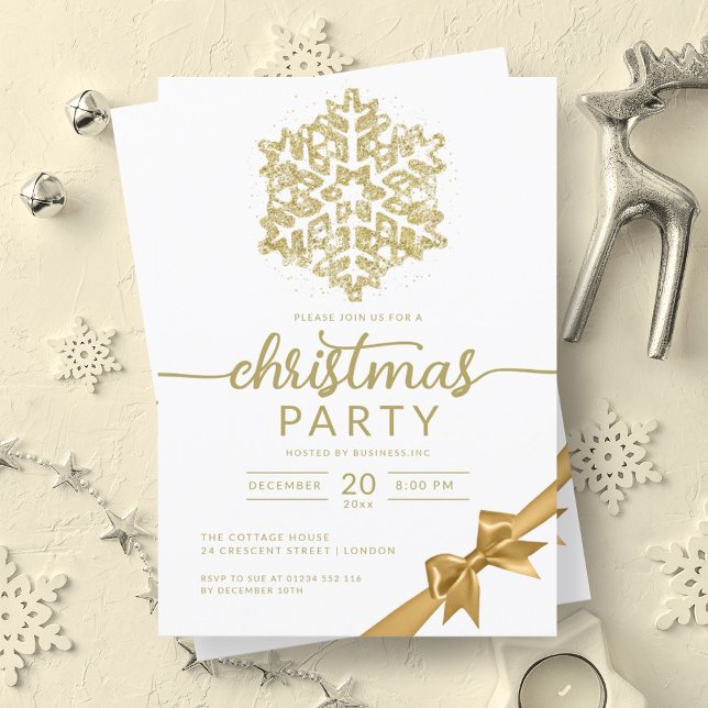 Glam Gold Winter Glitzer Snowflake Company Xmas Einladung (Glam Gold Winter Glitter Snowflake Company Xmas Invitation)