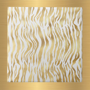 Glam Gold Zebra Print White Fliese