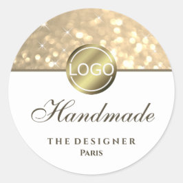 Glam Golden Glitzer Sparkle Stars Logo Handmade Runder Aufkleber