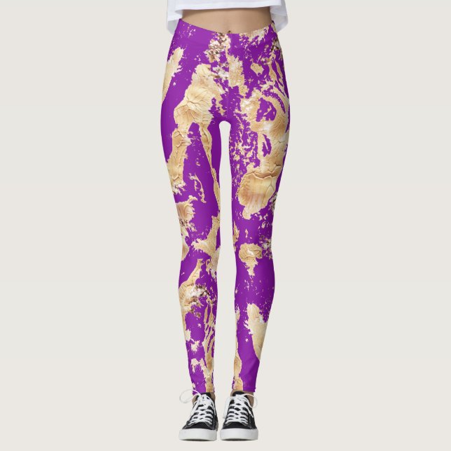Glam Golden marble pattern over Purple Leggings (Vorderseite)