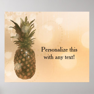 Glam Goldene Ananas Elegante Party Banner Kunst Poster