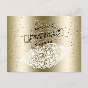 Glam Goldene Lippen Save the Date Eleganter Geburt Ankündigungspostkarte