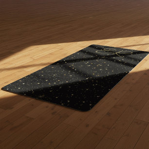 Glam goldfarbener Glitzer und Glitzern auf schwarz Yogamatte