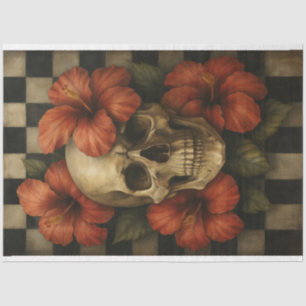 Glam Goth Skull mit Hibiskus-Blume Seidenpapier