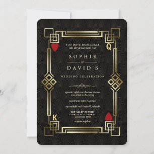 Glam Great Gatsby Casino Poker Las Vegas Hochzeit Einladung