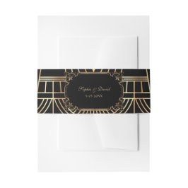 Glam Great Gatsby Gold Black Art Deco Hochzeit Einladungsbanderole