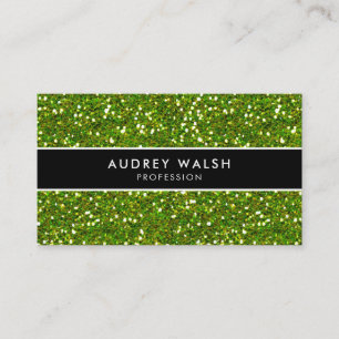Glam Green GLITZER Shiny Black Striping Visitenkarte