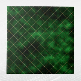 Glam Green Gold Geometric Graphic Fliese