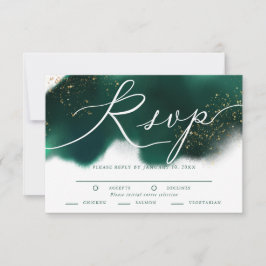 Glam Green Gold Wedding RSVP mit Wahlmöglichkeit