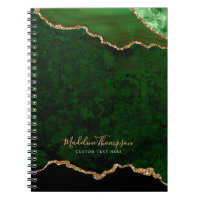 Glam Green Velvet Agate Geode Gold Script