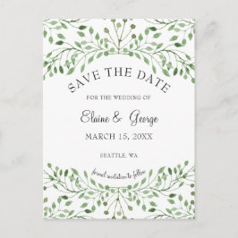 Glam Greenery Hochzeit speichern Sie die Terminkar Ankündigungspostkarte