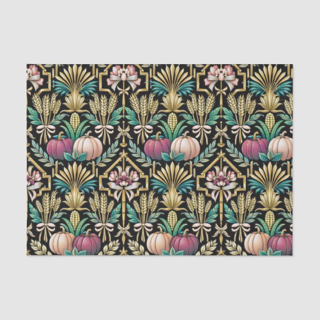 Glam Grüner Herbst Ernte Art Deco Seidenpapier (Vorderseite)