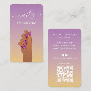 Glam Hand Leopard Nail Print Qr Code Social Media Visitenkarte