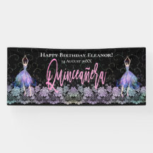 Glam Happy Birthday Dancers Quinceanera Pink Black