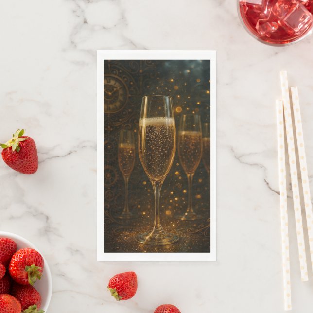 Glam Happy New Year Steampunk Champagner  Serviette (Beispiel)