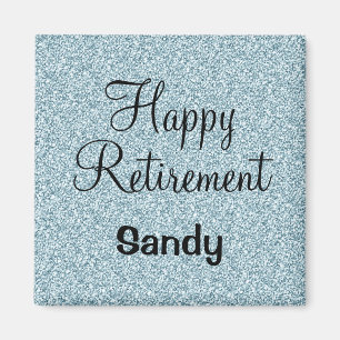Glam Happy Retirement Blue Silver Glitzer Glitzern Magnet