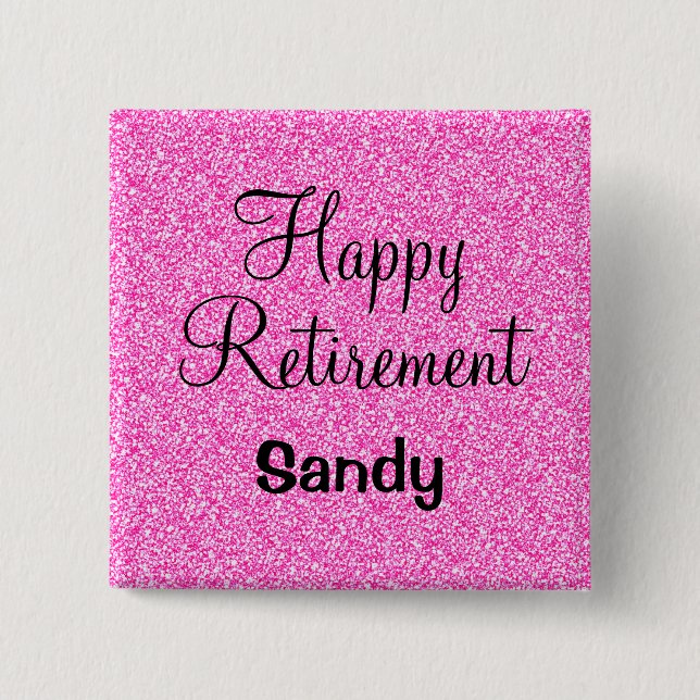 Glam Happy Retirement Hot Pink Glitzer Sparkor Button (Vorderseite)