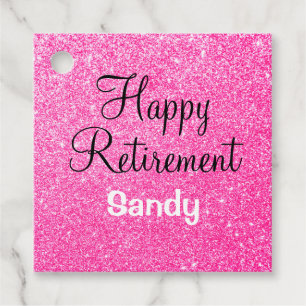 Glam Happy Retirement Hot Pink Glitzer Sparkor Geschenkanhänger