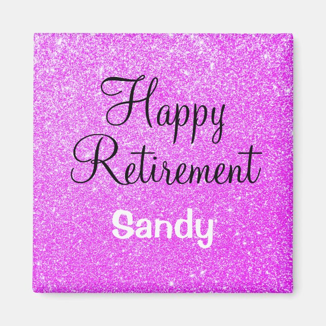 Glam Happy Retirement Lila Glitzer Sparkle Magnet (Vorne)