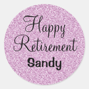 Glam Happy Retirement Lila Glitzer Sparkle Runder Aufkleber