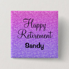 Glam Happy Retirement Ombre Lila Glitzer Sparkle Button