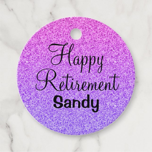 Glam Happy Retirement Ombre Lila Glitzer Sparkle Geschenkanhänger (Vorderseite)