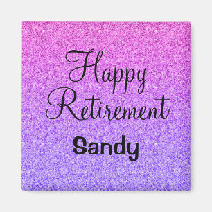 Glam Happy Retirement Ombre Lila Glitzer Sparkle Magnet